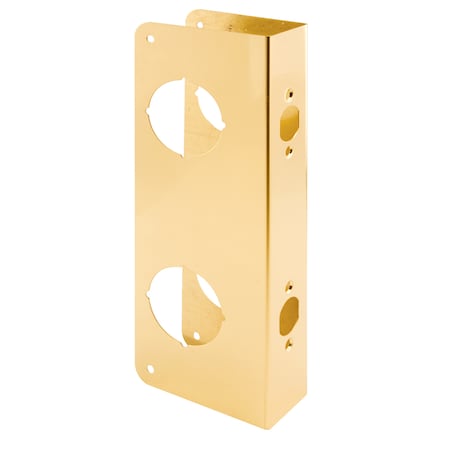 Prime-Line Brass Lock and Door Reinforcement Plate for 1-3/8 In. Thick Doors, Brass Finish Single Pack U 9537